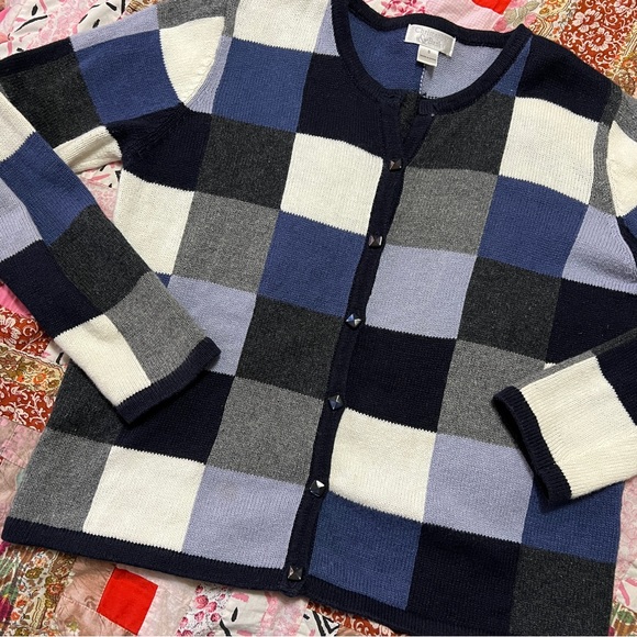Vintage Checkered Cardigan S - Picture 7 of 8